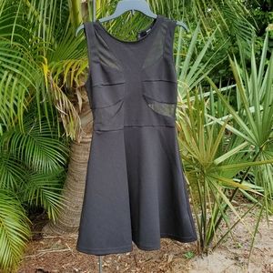 Sexy Black Dress with mess peek a boo waist